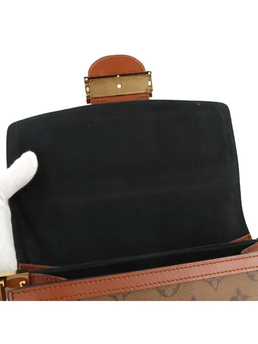 Louis Vuitton Monogram Reverse Dauphine MM Shoulder Bag Brown